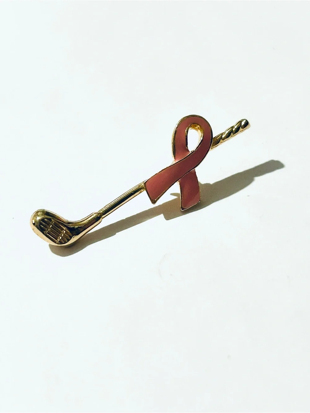 Pink Ribbon Golf Club Lapel Pin - Women Jewelry, Cancer Awareness Pin